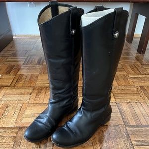 FRYE Melissa Button Black Leather riding boots 9.5